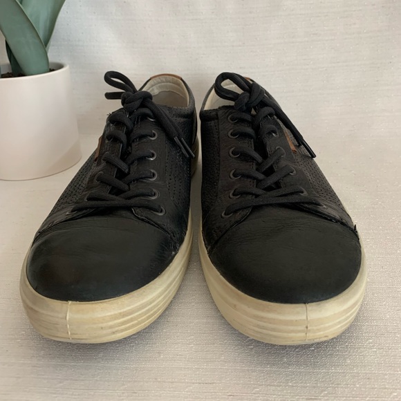 ECCO Soft7 Black Perforated Leather Lace Up Extra Width Sneakers Men’s EU45 US11 - Picture 4 of 14